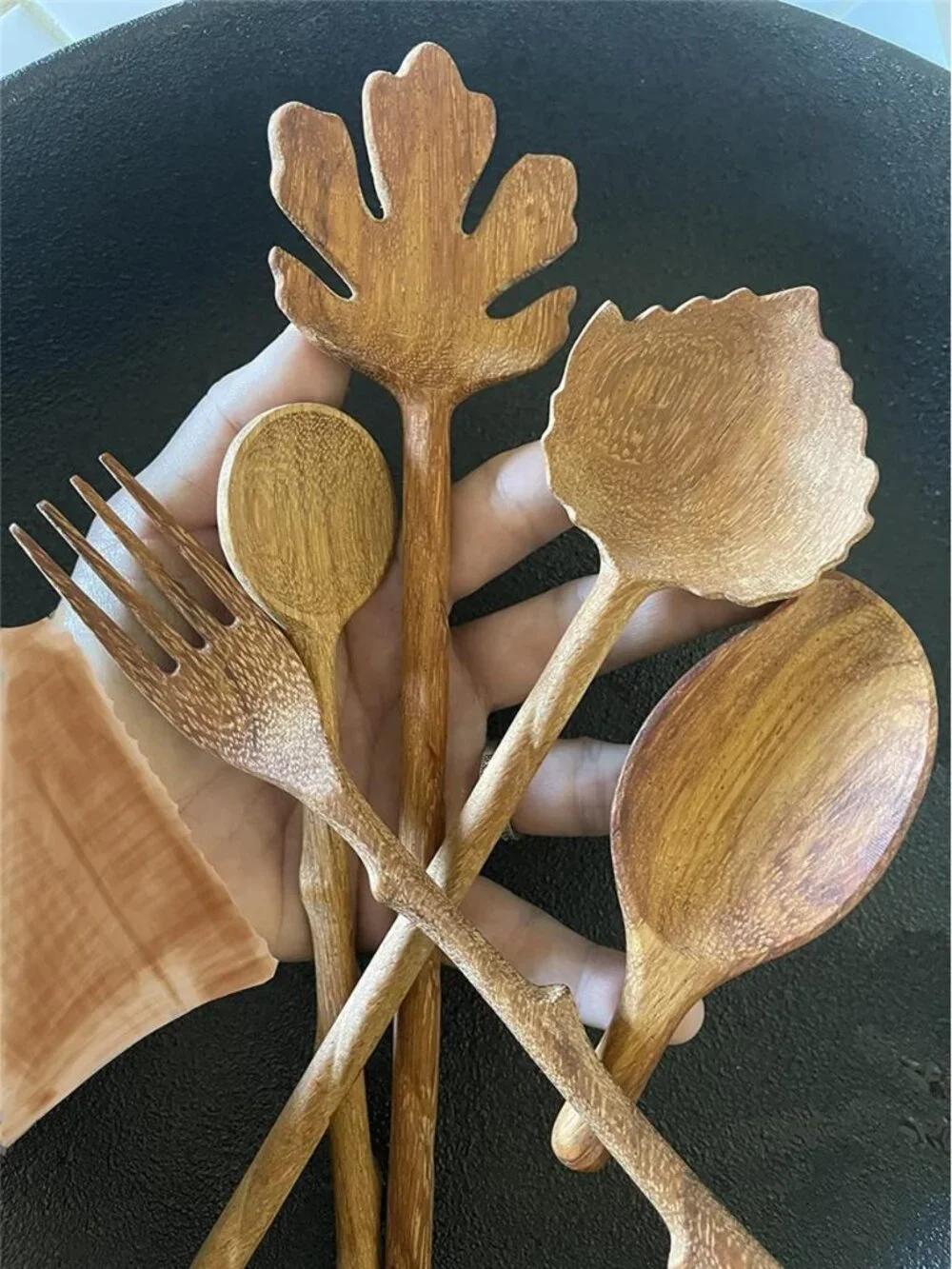 4 Wooden Spoons and Forks Set, Thanksgiving Gifts for Women
